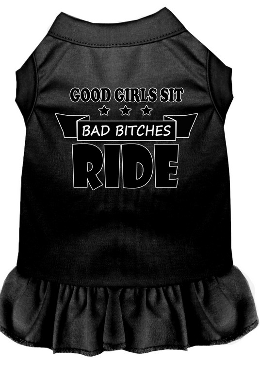 Bitches Ride Screen Print Dog Dress Black XS